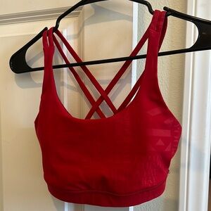 Women's Red Strappy Sports Bra